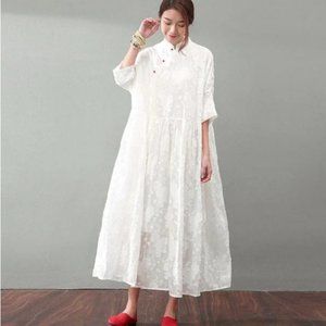 Oversized Sheer Lacy Tunic Dress